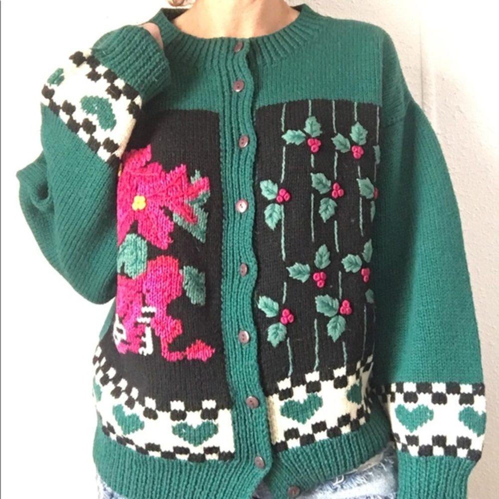 🌺VTG 80s NORDSTOM cottage core wool cardigan